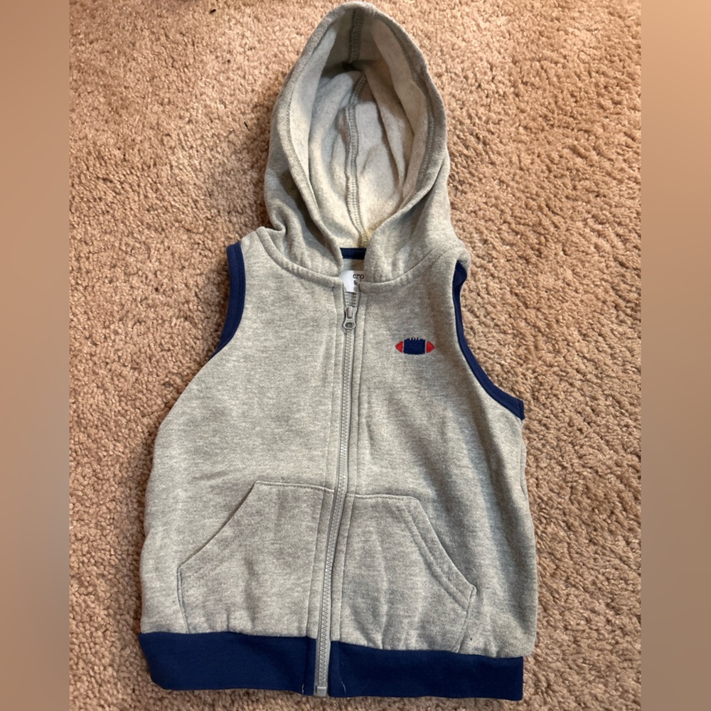 Crown & Ivy Gray and Blue Hooded Vest